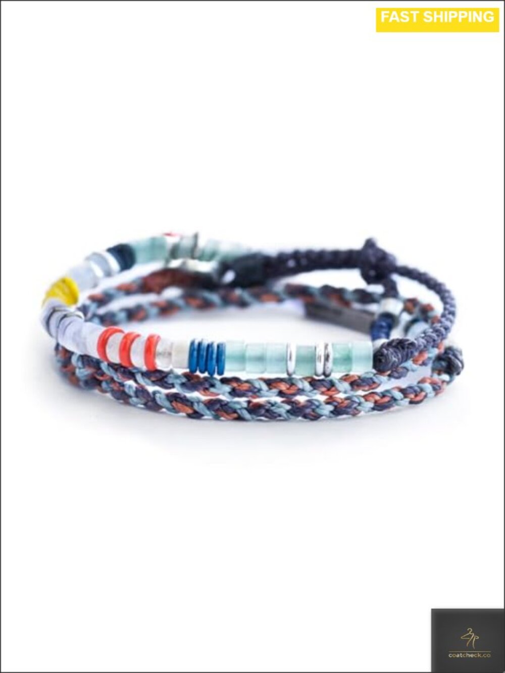 Handmade Woven Cord Charm Bracelet, Adjustable Waxed Thread, Waterproof